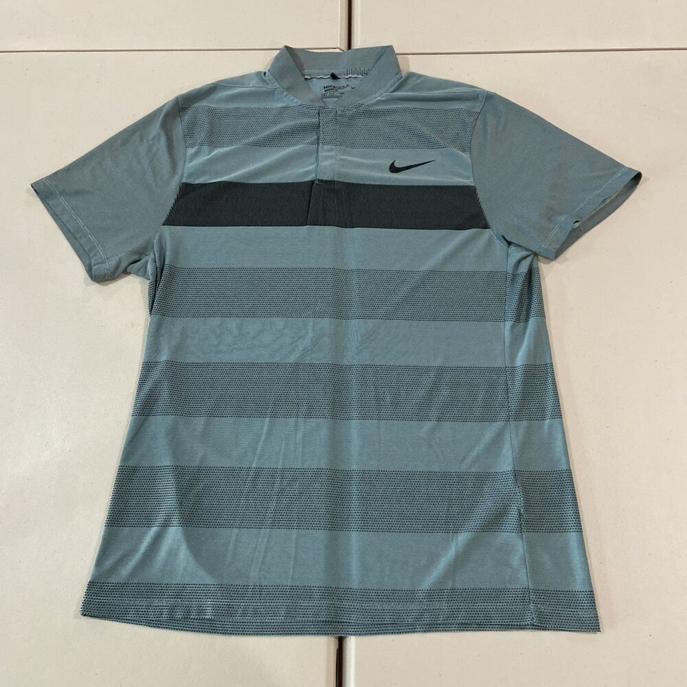 Nike Polo Shirt Mens Large Blue Momentum DriFit Modern Fit Victory Blade Golf